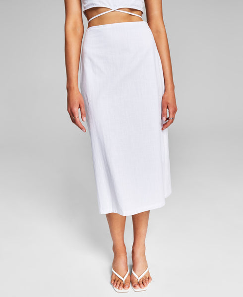 Now This Trendy Plus Size Side Slit Midi Skirt